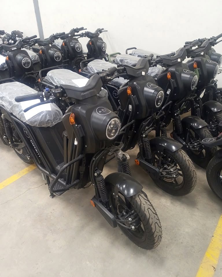 Fleet of black electric bikes