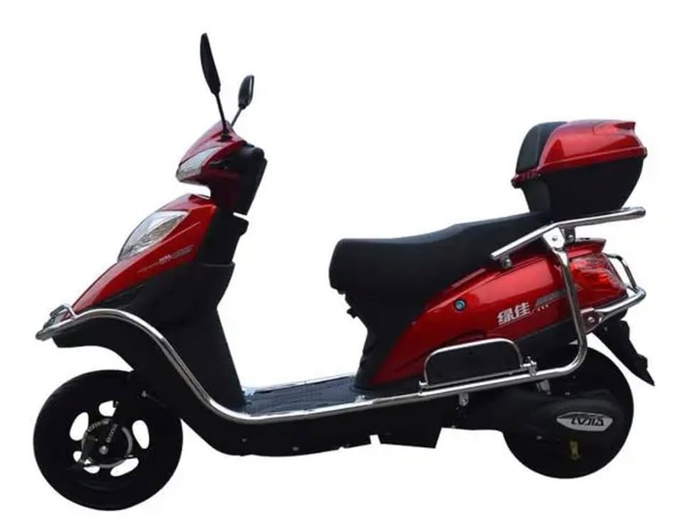 Red TTA electric scooter with rear storage box